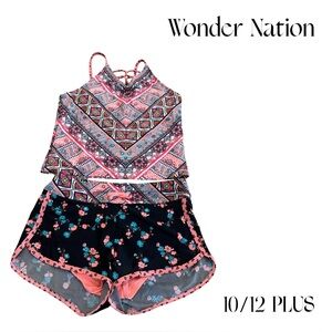 10/12 PLUS Wonder Nation Patterned 2 piece Tankini SWIM top Shorts swim set EUC